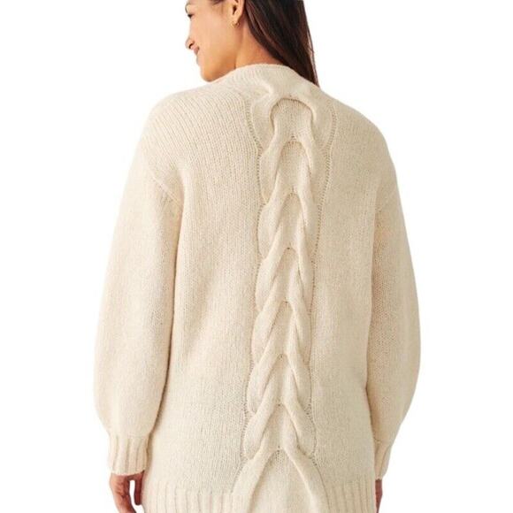 Faherty Stella Long Line Cardigan Women XS Wool Alpaca Cable Knit Ivory Cream - Picture 9 of 16